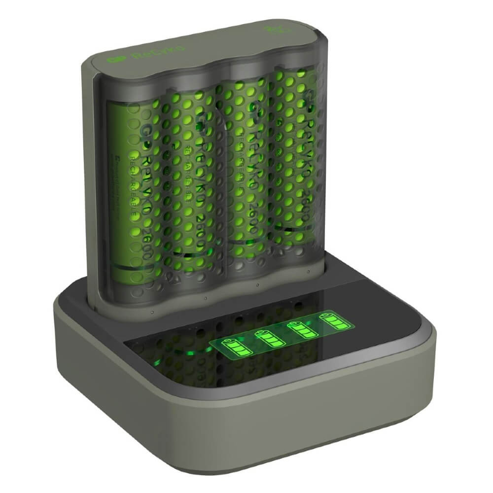 Chargeur de batterie USB GP M451 + 4x piles ReCyko AA 2600mAh + station d'accueil