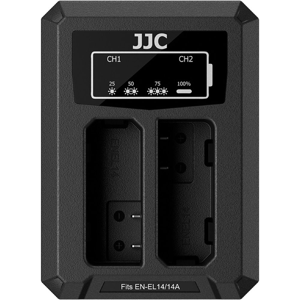 JJC Nikon DCH-EL14TC USB-C double chargeur de batterie (pour Nikon EN-EL14/EN-EL14A)