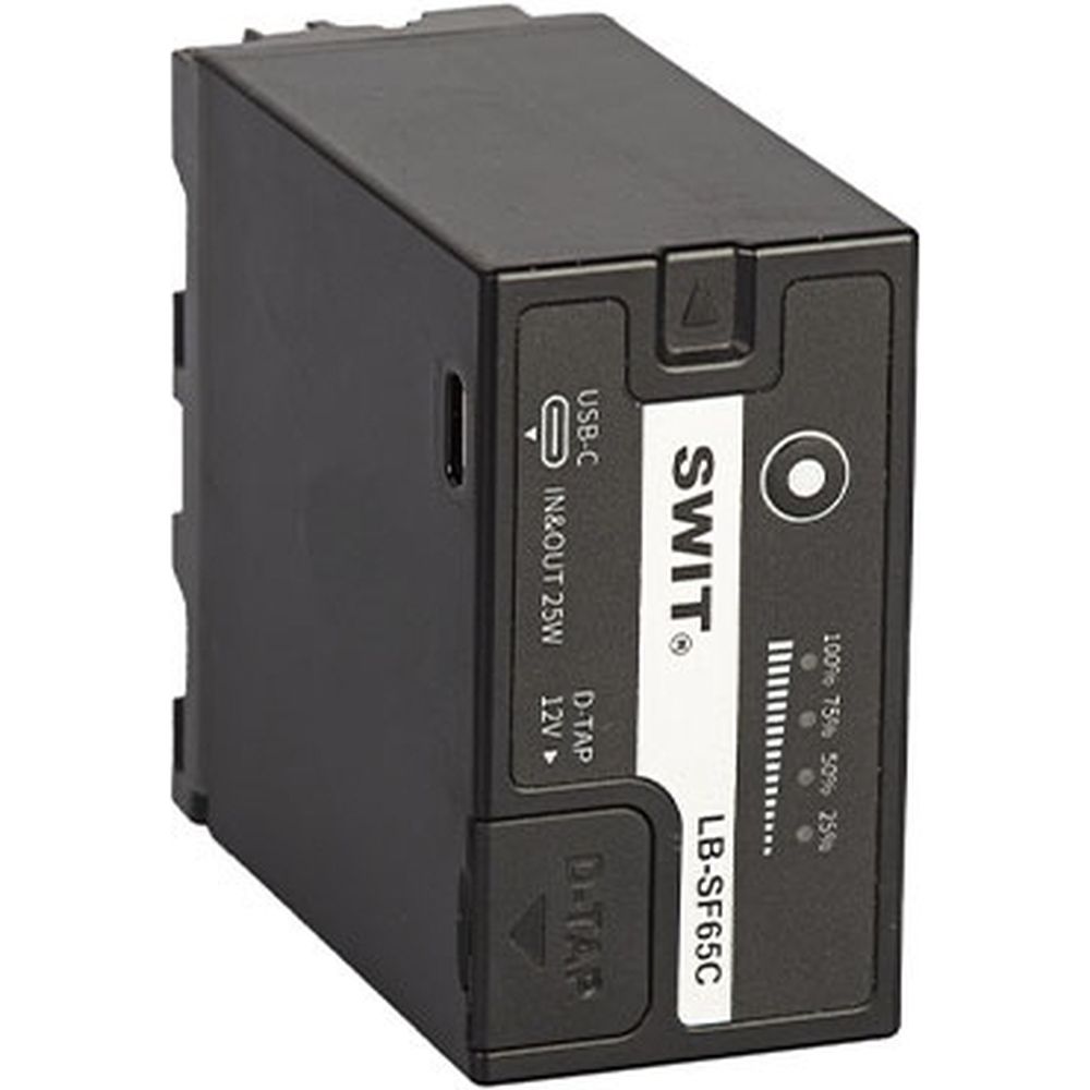 La batterie SWIT LB-SF65C 65 Wh de type NP-F avec prise D-tap 12 V et port USB-C est compatible avec les appareils photo Sony de la série L.